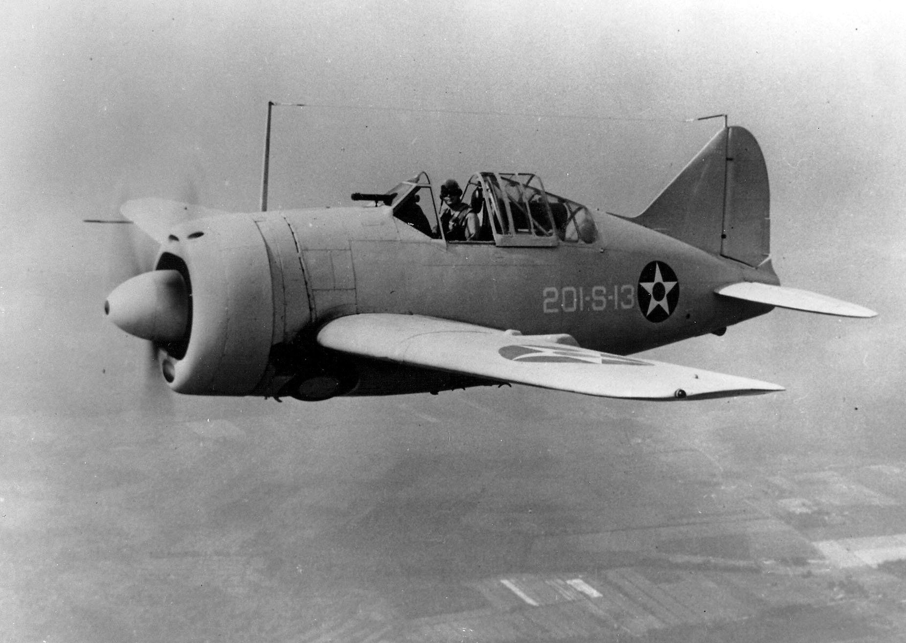 Brewster F2A-3 Buffalo, the aircraft type flown by VMF-221 at Midway
